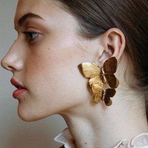 butterfly earrings gold plated